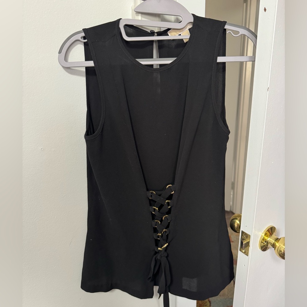 Michael Kors Black Lace-Up Blouse